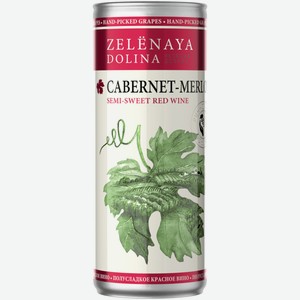 Вино Zelenaya Dolina Cabernet-Merlot красное полусладкое 0,25 л ж/б