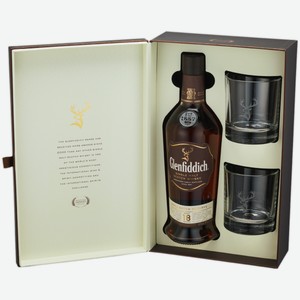 Виски Glenfiddich 18 лет 0,75 л в подарочной упаковке + 2 стакана