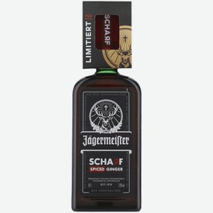Ликер Jagermeister Scharf Spiced Ginger 0,7 л в подарочной упаковке + шот