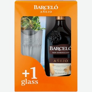 Ром Barcelo Anejo 0,7 л в подарочной упаковке + стакан