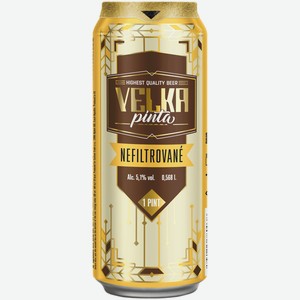 Пиво Velka Pinta Nefiltrovane светлое 0,568 л ж/б