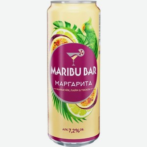 Коктейли  Марибу Бар  Маргарита Маракуйя, Лайм & Текила, слабоалкогольный напиток в жестяной банке, 450 мл