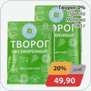 Творог 0% Просто Молоко 180 г
