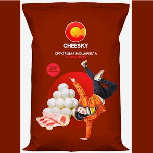 Сырные снеки Хрустящая моцарелла Cheesky с беконом 20 г