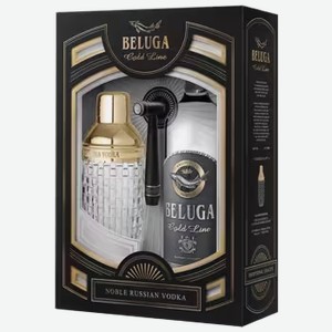 Водка Beluga Gold Line 0,75 л в подарочной упаковке + шейкер