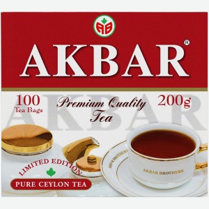 Чай Акбар черный байховый цейлонский 100 пакетиков