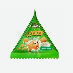 Крекер в форме рыбок со вкусом сметаны и зелени 22г Штурвал