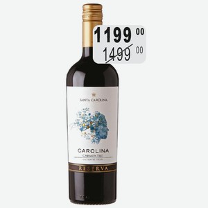 Вино Каролина Ресерва Карменер крас.сух. 13,5% 0,75л ордин.