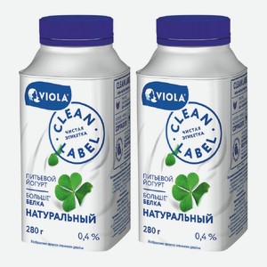 Йогурт питьевой Виола Clean Label натуральный 0,4% 280 г
