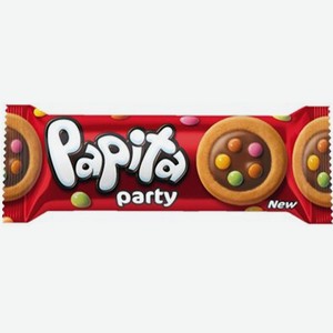 Печенье Papita Party с молочной начинкой, покрытое молочным шоколадом и драже 63гр