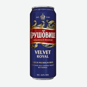 Пиво Крушовице Вельвет светлое пастеризованное 5% 0,43л ж/б