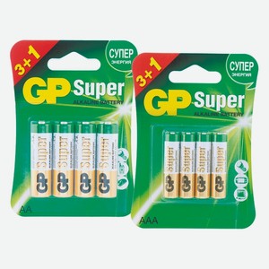 Батарейка GP Super AA (LR6) 15A, AAA (LR03) 24А алкалиновая 3+1шт