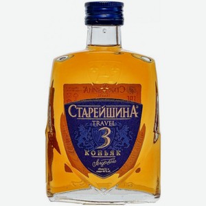 КОНЬЯК  Старейшина ТРЭВЕЛ  3 года фляга, 0,1л