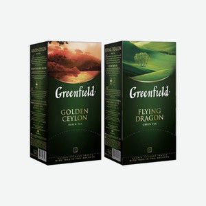 Чай Гринфилд Golden Ceylon черный, Flying Dragon зеленый 25пак