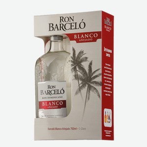 Ром Barcelo Blanco 0,7 л в подарочной упаковке + стакан