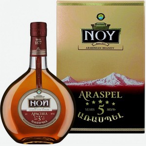 Коньяк Ной Араспел КО пятилетний 40% 0,5л сув.кор.