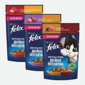 Влажный корм для кошек Felix Двойная вкуснятина в ассортименте 75 г