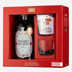 Ликер Quintessentia Amaro в подарочной упаковке c 2-мя стаканами 0.7 л.