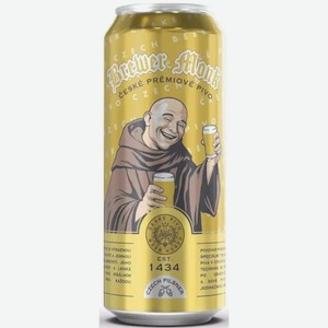 Пиво имп. BREWER MONK CZECH PILSNER СВЕТЛ. ФИЛЬТР. ПАСТЕР. Ж/Б. 0,5Л