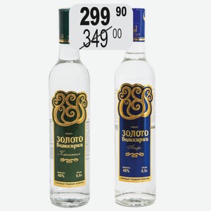 Водка Золото Башкирии Классическая, Альфа 0,5л 40%