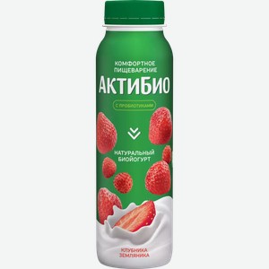Биойогурт питьевой АКТИБИО ОБОГАЩЕНЫЙ КЛУБНИКА-ЗЕМЛЯНИКА 1,5% ТУ 260Г