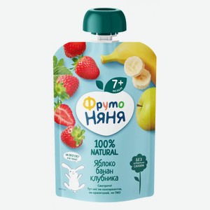 Десерт ФрутоНяня из яблок, бананов и клубники 90г