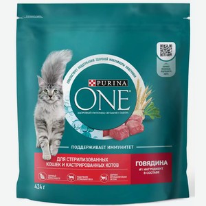 Корм сухой для стерилизованных кошек PURINA ONE С ГОВЯДИНОЙ 424Г