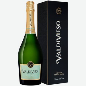 Вино игристое белое экстра брют Valdivieso CUVEE RESERVE 2018 в подарочной упаковке 0.75 л