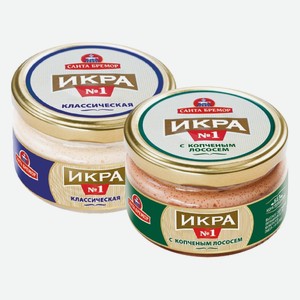 Икра мойвы №1 классическая, с копченым лососем Санта Бремор 180 г