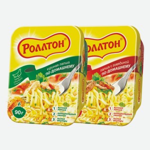 Лапша яичная по-домашнему с говядиной, с курицей Роллтон 90 г