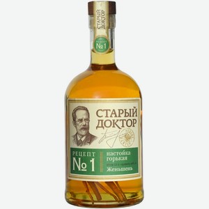 Ликер  Старый Доктор  Рецепт №1 Женьшень, Настойка горькая, 500 мл