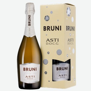 Игристое вино Bruni Asti в подарочной упаковке 0.75 л.