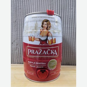 Пиво Пражечка светлое фильтрованное 4,0% 5л ж/б
