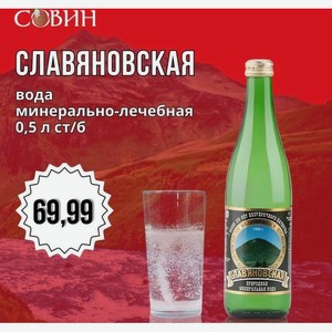 СЛВЯНОВСКАЯ вода минеральная 0,5л