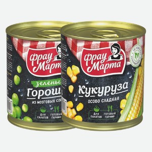 Горошек зеленый, Кукуруза сахарная Фрау Марта 310 г