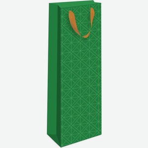 Подарочная упаковка Пакет на 1 бутылку вина, Зеленая Геометрия,