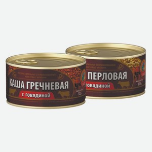Каша перловая, гречневая с говядиной ГОСТ КТК 325 г