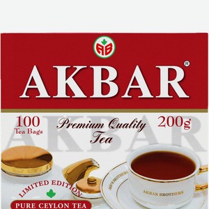 Чай Акбар черный байховый цейлонский 100 пакетиков 200 г