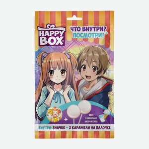HAPPY BOX Аниме значок, карамель на палочке со вкусом мороженного 20г