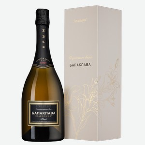 Игристое вино Балаклава Шардоне Брют в подарочной упаковке 0.75 л