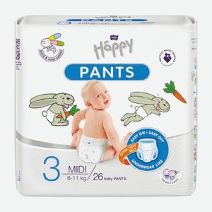 Подгузники-трусики детские Bella Baby Happy Midi вес 6-11 кг 48 шт