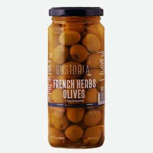 Продукты питания Оливки с прованскими травами с косточками GUSTORIA 0.358кг.