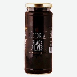 Продукты питания Маслины черные с косточками GUSTORIA 0.358кг.