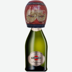 Вино  Мартини  Просекко, с бокалом, 750 мл, Игристое-белое, Сухое