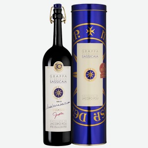 Граппа Grappa Sassicaia в подарочной упаковке, Poli Distillerie, 2018, 0.5 л, 0.5 л