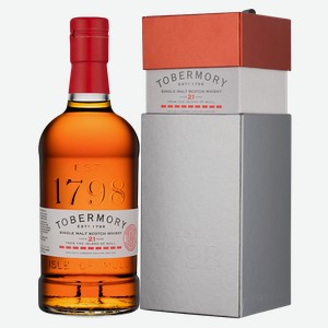 Виски Tobermory Aged 21 Years в подарочной упаковке, 0.7 л.