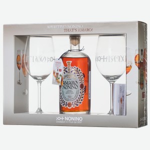 Ликер Quintessentia Amaro в подарочной упаковке с 2-мя бокалами, Nonino, 0.7 л.