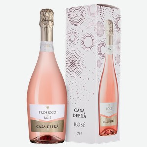 Игристое вино Prosecco Rose в подарочной упаковке, Casa Defra, 2021, 0.75 л