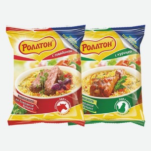 Вермишель Роллтон б/п на домашнем бульоне с говядиной, с курицей 60 г