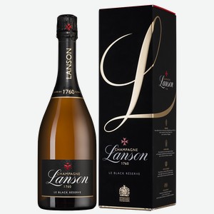 Шампанское Lanson Le Black Reserve Brut в подарочной упаковке, 0.75 л